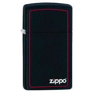 美版 Zippo Lighter Slim® 纖巧黑啞漆框商標 Black Matte with Red Border 1618ZB
