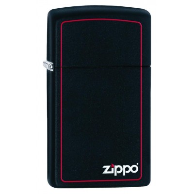 美版 Zippo Lighter Slim® 纖巧黑啞漆框商標 Black Matte with Red Border 1618ZB