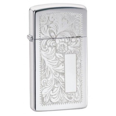 美版 Zippo Lighter Slim® 窄版 銀威尼斯人 Chrome Venetian 1652