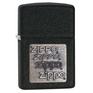 美版 Zippo Lighter 黑裂漆徽章(金) Black Crackle Gold Zippo Logo 362